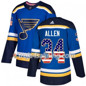 St. Louis Blues tröja Jake Allen 34 Adidas 2017-2018 Blå USA Flag Fashion Authentic - NHL Tröjor Herr